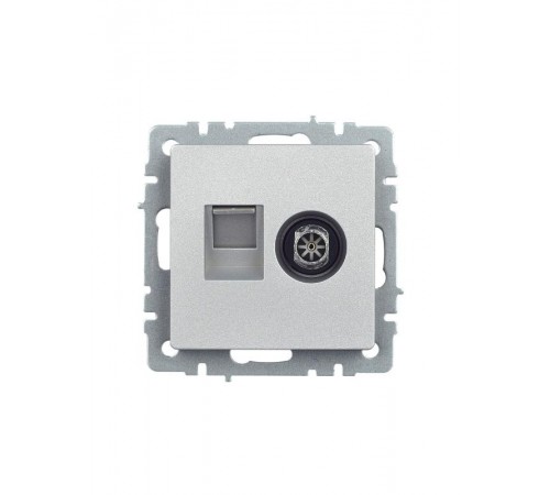 BRITE Розетка двойная TV+RJ45 кат.5E РТВ/РК12-БрА алюминий  BR-AK20-1-K47  IEK
