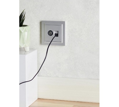 BRITE Розетка двойная TV+RJ45 кат.5E РТВ/РК12-БрА алюминий  BR-AK20-1-K47  IEK