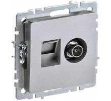 BRITE Розетка двойная TV+RJ45 кат.5E РТВ/РК12-БрА алюминий  BR-AK20-1-K47  IEK