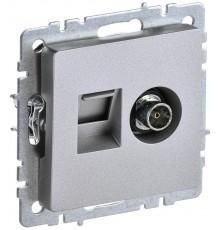 BRITE Розетка двойная TV+RJ45 кат.5E РТВ/РК12-БрА алюминий  BR-AK20-1-K47  IEK