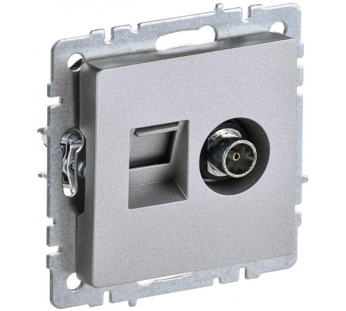 BRITE Розетка двойная TV+RJ45 кат.5E РТВ/РК12-БрА алюминий  BR-AK20-1-K47  IEK