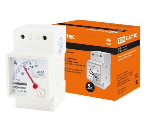 Амперметр А45Д  200/5А-1,5 (din-рейка)   SQ1102-0302  TDM