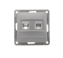 W59 Матовый хром Розетка 2-ая ТЛФ + компьютерная 5е (RJ11+RJ45)  RSI-251TK5E-5-86  SE