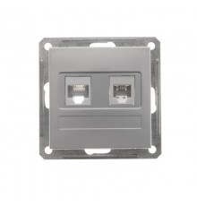 W59 Матовый хром Розетка 2-ая ТЛФ + компьютерная 5е (RJ11+RJ45)  RSI-251TK5E-5-86  SE