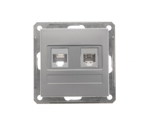 W59 Матовый хром Розетка 2-ая ТЛФ + компьютерная 5е (RJ11+RJ45)  RSI-251TK5E-5-86  SE