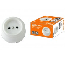 Розетка фарфоровая 2П 10А 250В белая "Болонь"  SQ1820-0004  TDM