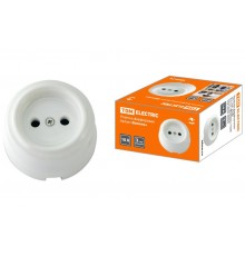 Розетка фарфоровая 2П 10А 250В белая "Болонь"  SQ1820-0004  TDM