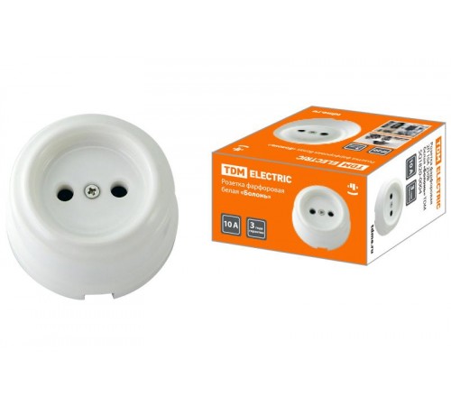 Розетка фарфоровая 2П 10А 250В белая "Болонь"  SQ1820-0004  TDM