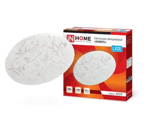 Светильник светодиодный серии DECO 36Вт 230В 4000К 2340лм 350х55мм БАМБУК  4690612025049  IN HOME