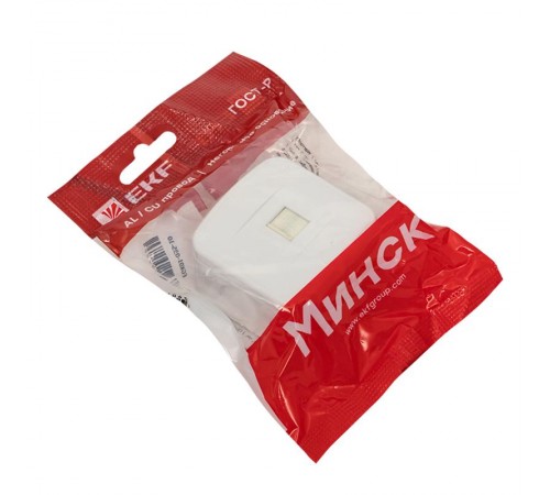 Минск Розетка RJ-45 1-местная, ОП  1А, 120В, белая EKF Basic  EGK01-035-10  EKF