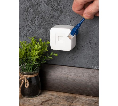 Минск Розетка RJ-45 1-местная, ОП  1А, 120В, белая EKF Basic  EGK01-035-10  EKF