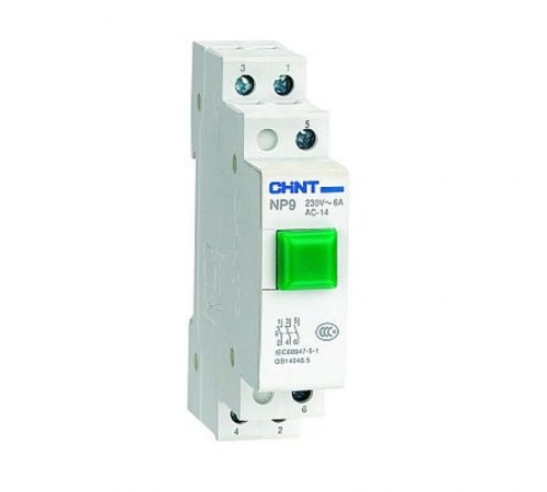 Кнопка модульная NP9-10/1 без подсветки, 1НО, зеленая (R)  584052  CHINT