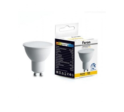 Лампа светодиодная диммируемая, (9W) 230V GU10 2700K MR16, LB-561  51061  FERON