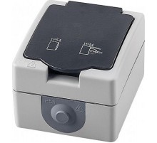 PST16-11-54 Розетка 1-местная с/з, 250В, 16А, IP54, серия Велена, серый/графит  32755  STEKKER