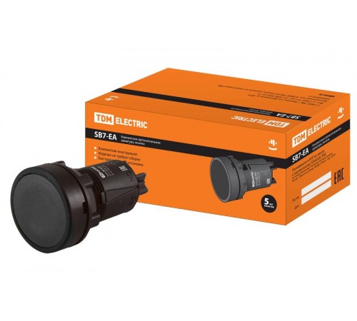 Кнопка переключатель SB7-EA25 d22мм 1з+1р черная  SQ0746-0020  TDM