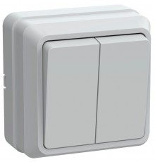 ОКТАВА белый ВС20-2-0-ОБ Выключатель 2-клавишный О/У 10А ВС20-2-0-ОБ  EVO20-K01-10-DC  GENERICA