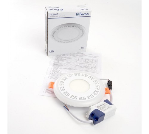 Светильник светодиодный встраиваемый декоративный AL2440, 6W, 480Lm, белый (4000К) и синий  29592  FERON