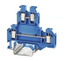 Клемма двухуровневая, винтовой зажим, 4 точки подключения, 4 кв.мм, синяя  KRUKB-5-BU  DKC