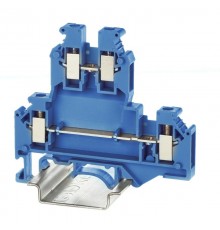 Клемма двухуровневая, винтовой зажим, 4 точки подключения, 4 кв.мм, синяя  KRUKB-5-BU  DKC