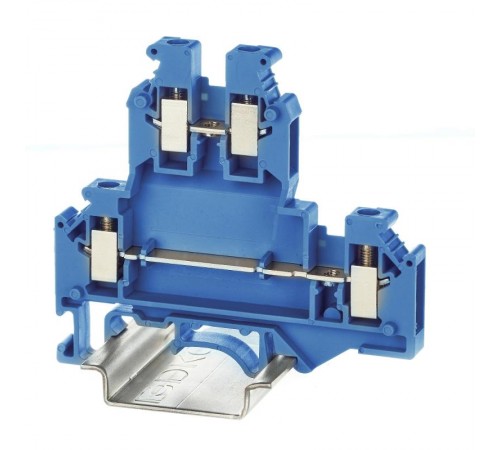 Клемма двухуровневая, винтовой зажим, 4 точки подключения, 4 кв.мм, синяя  KRUKB-5-BU  DKC