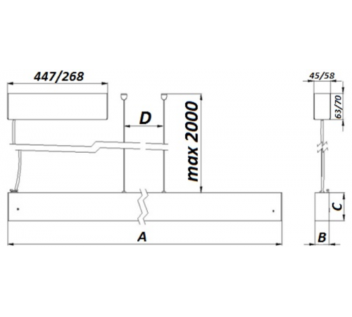 Светильник светодиодный линейный ДСО PROFILE 60L P LED 2400 BL 4000K IP20  1248004380  Световые Технологии