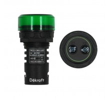 Лампа комм. ADDS 22 мм LED зел. 220В AC/DC ЛK-22   25118DEK  DEKraft