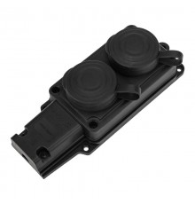 Розетка (колодка) штепсельная двухместная влагозащищенная 2P+PE 230V, 16 А, IP44 каучук  111-112-4  PROconnect