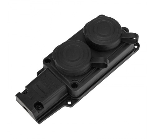 Розетка (колодка) штепсельная двухместная влагозащищенная 2P+PE 230V, 16 А, IP44 каучук  111-112-4  PROconnect