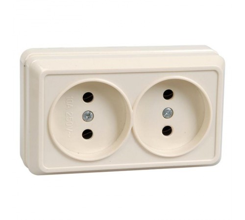 ОКТАВА кремовый Розетка 2-местная О/У б/з 10А РС22-2-ОКм  ERO20-K33-10-DC  GENERICA
