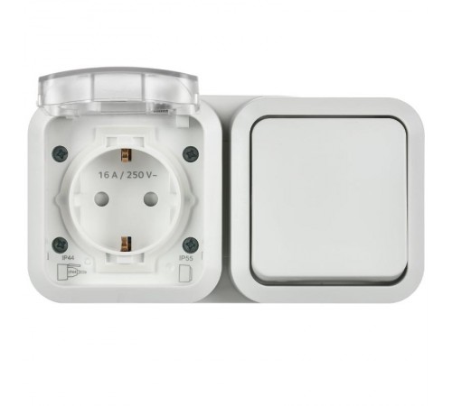 TORS Блок розетка + выключ. гор. 16А IP55 TS342 белый  TS-G10-6-55-V-K01  IEK