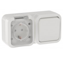 TORS Блок розетка + выключ. гор. 16А IP55 TS342 белый  TS-G10-6-55-V-K01  IEK