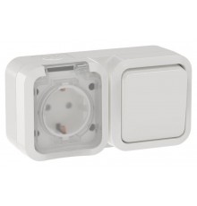 TORS Блок розетка + выключ. гор. 16А IP55 TS342 белый  TS-G10-6-55-V-K01  IEK