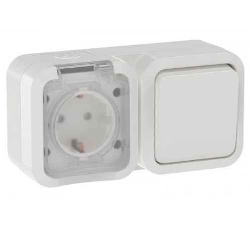 TORS Блок розетка + выключ. гор. 16А IP55 TS342 белый  TS-G10-6-55-V-K01  IEK