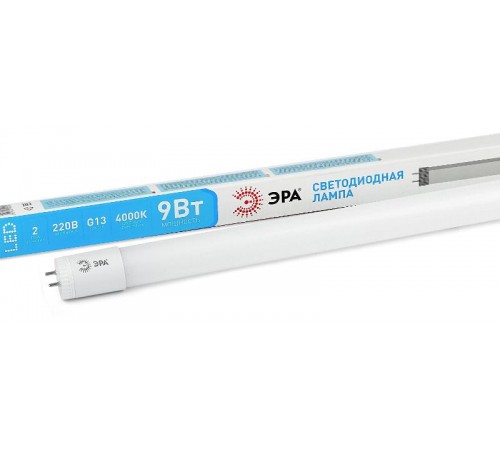 Лампа cветодиодная LED T8-9W-840-G13-600mm (диод,трубка стекл,9Вт,нейтр,пов. G13) (25/1225)  Б0019930  ЭРА