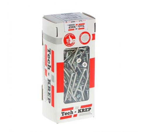 Саморезы универсальные 50х4,5 мм (200 шт) оцинкованные - коробка с окном ( 0,678 кг)  102193  Tech-KREP