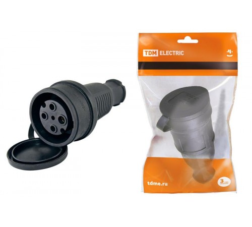 Разъем с заглушкой каучук 3Р+РЕ 32А 380В IP44  SQ0612-0007  TDM