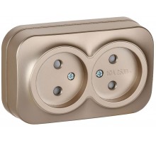 GLORY Розетка 2-местная без з/к с з/ш о/у 10А РСш22-2-ХШм шампань матовый  ERH23-K37M-10  IEK