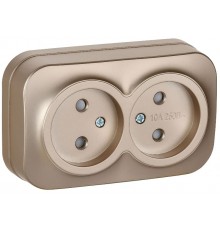 GLORY Розетка 2-местная без з/к с з/ш о/у 10А РСш22-2-ХШм шампань матовый  ERH23-K37M-10  IEK