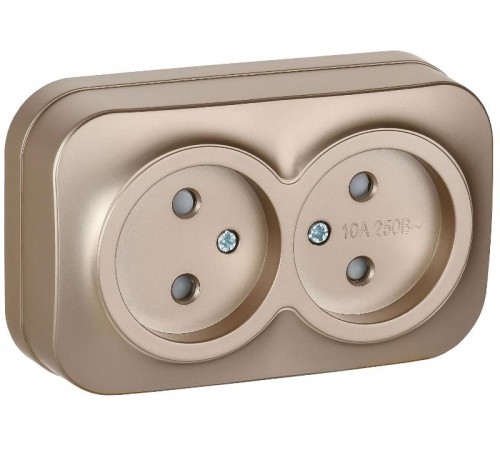 GLORY Розетка 2-местная без з/к с з/ш о/у 10А РСш22-2-ХШм шампань матовый  ERH23-K37M-10  IEK