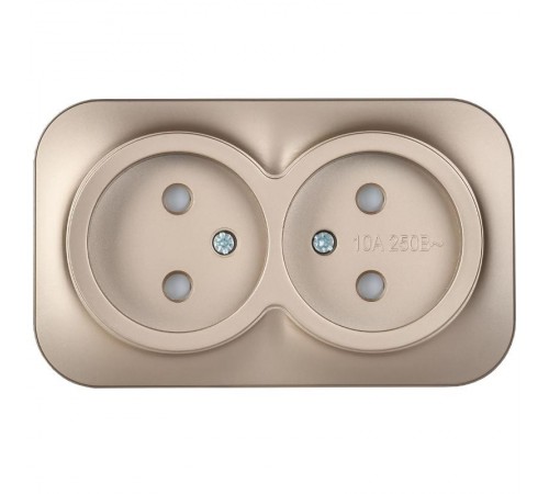 GLORY Розетка 2-местная без з/к с з/ш о/у 10А РСш22-2-ХШм шампань матовый  ERH23-K37M-10  IEK