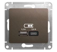 Glossa Шоколад USB Розетка A+С, 5В/2,4А, 2х5В/1,2 А, механизм  GSL000839  SE