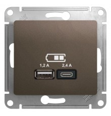 Glossa Шоколад USB Розетка A+С, 5В/2,4А, 2х5В/1,2 А, механизм  GSL000839  SE