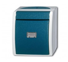 Переключатель 1-клавишный, с подсветкой, IP44, для открытого монтажа, серия ocean, цвет серый/сине-зелёный  1085-0-1613   2CKA001085A1613  ABB