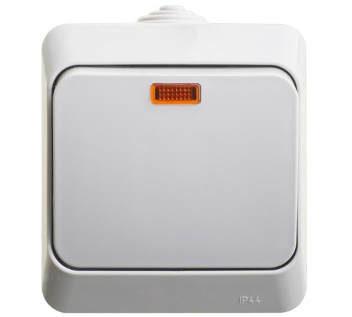 Этюд Серый О/У Выключатель 1-клавишный с подсветкой IP44  BA10-045C  SE