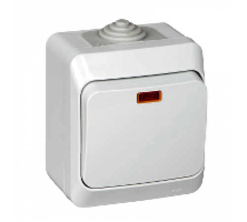 Этюд Серый О/У Выключатель 1-клавишный с подсветкой IP44  BA10-045C  SE