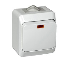 Этюд Серый О/У Выключатель 1-клавишный с подсветкой IP44  BA10-045C  SE