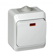 Этюд Серый О/У Выключатель 1-клавишный с подсветкой IP44  BA10-045C  SE