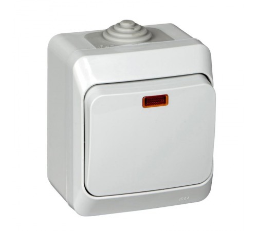 Этюд Серый О/У Выключатель 1-клавишный с подсветкой IP44  BA10-045C  SE