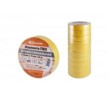 Изолента ПВХ профессиональная 0,18х19мм Желтая 20м  SQ0526-0062  TDM