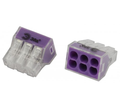 Клемма  NO-225-365 быстрозажимная 773-606 прозрачная 6-проводная 0.75-4.0 мм2 (упаковка 30 шт.)  Б0067914  ЭРА